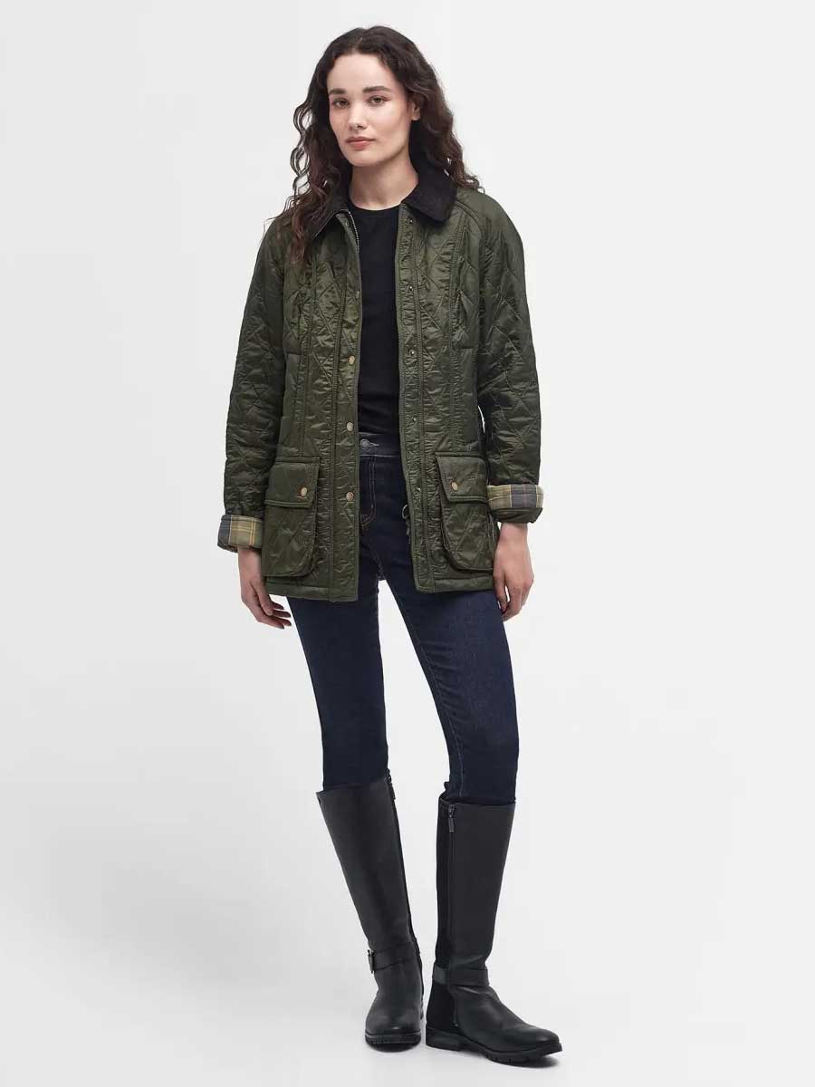 BARBOUR Beadnell Polarquilt Jacket - Women's - Olive - Image 3