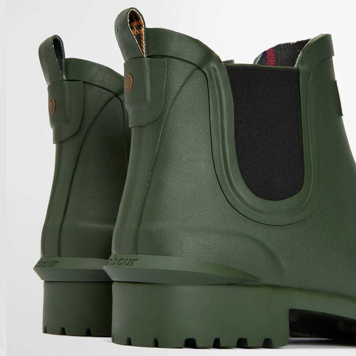 BARBOUR Ladies Wilton Chelsea Boot Style Wellingtons - Olive - Image 6