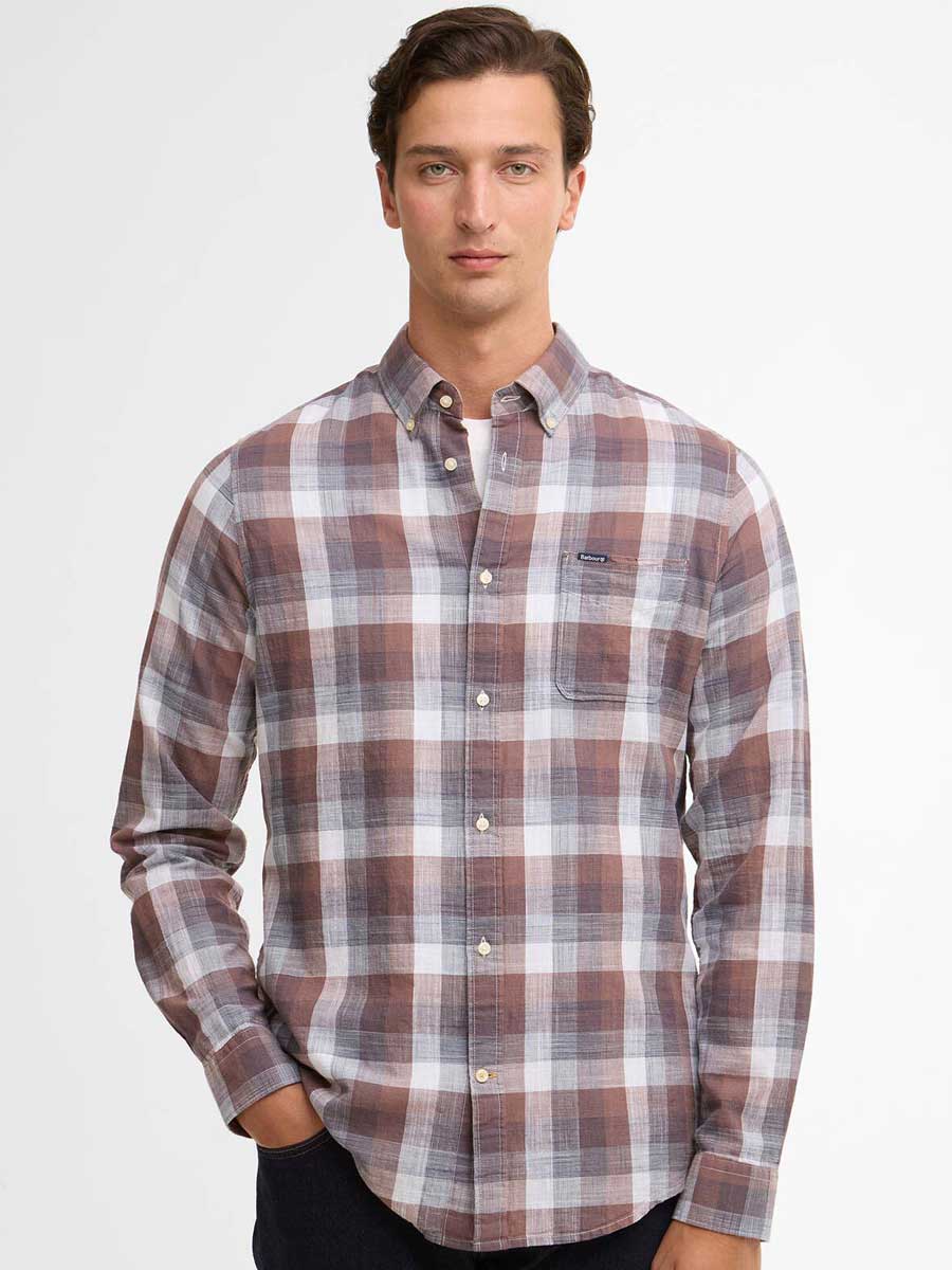 30% OFF BARBOUR Men's Hillroad Tailored Long-Sleeved Shirt - Peppercorn - Size: XL
