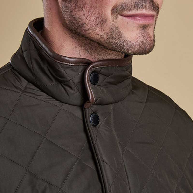 BARBOUR Powell Quilted Jacket with Fleece Lining - Mens - Olive - Image 5