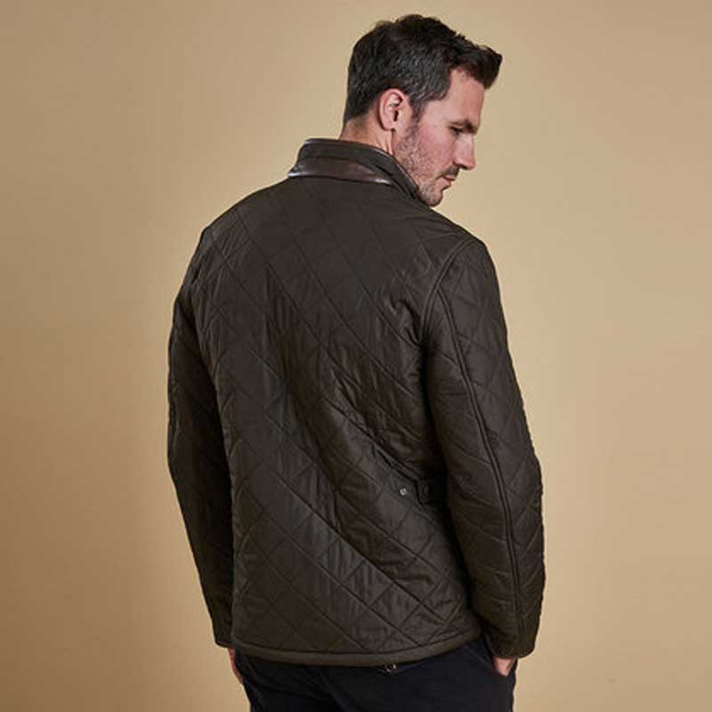 BARBOUR Powell Quilted Jacket with Fleece Lining - Mens - Olive - Image 7