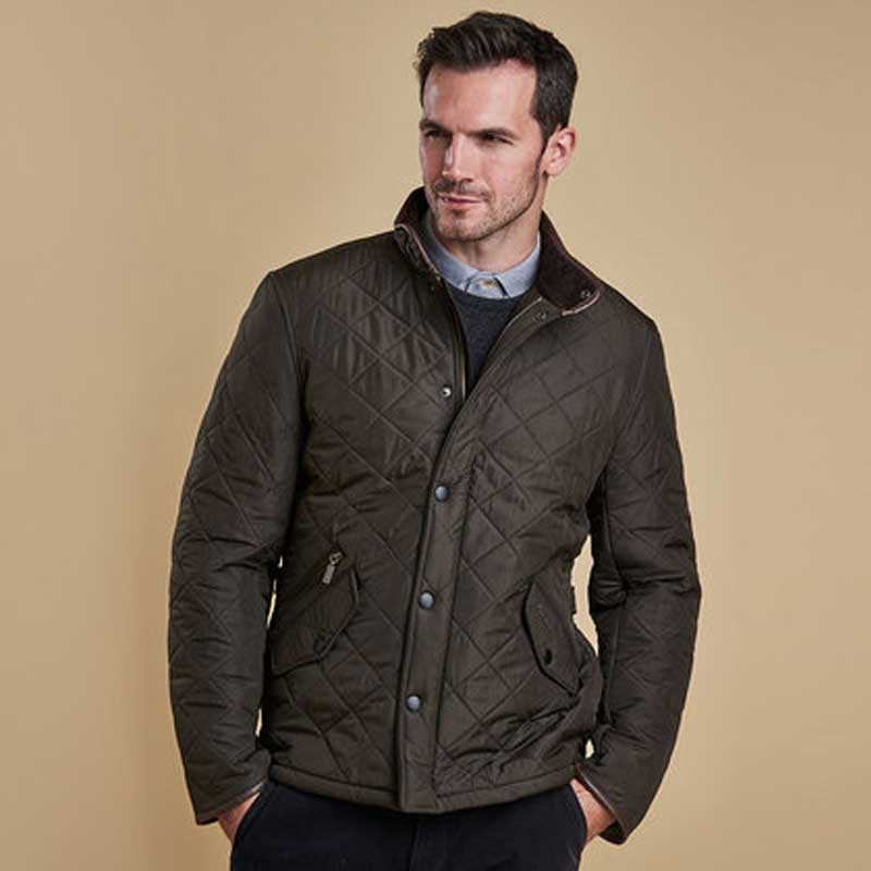 BARBOUR Powell Quilted Jacket with Fleece Lining - Mens - Olive - Image 8