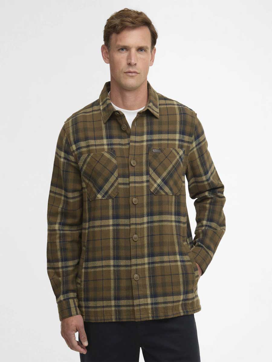 30% OFF BARBOUR Men's Trent Checkered Overshirt - Olive