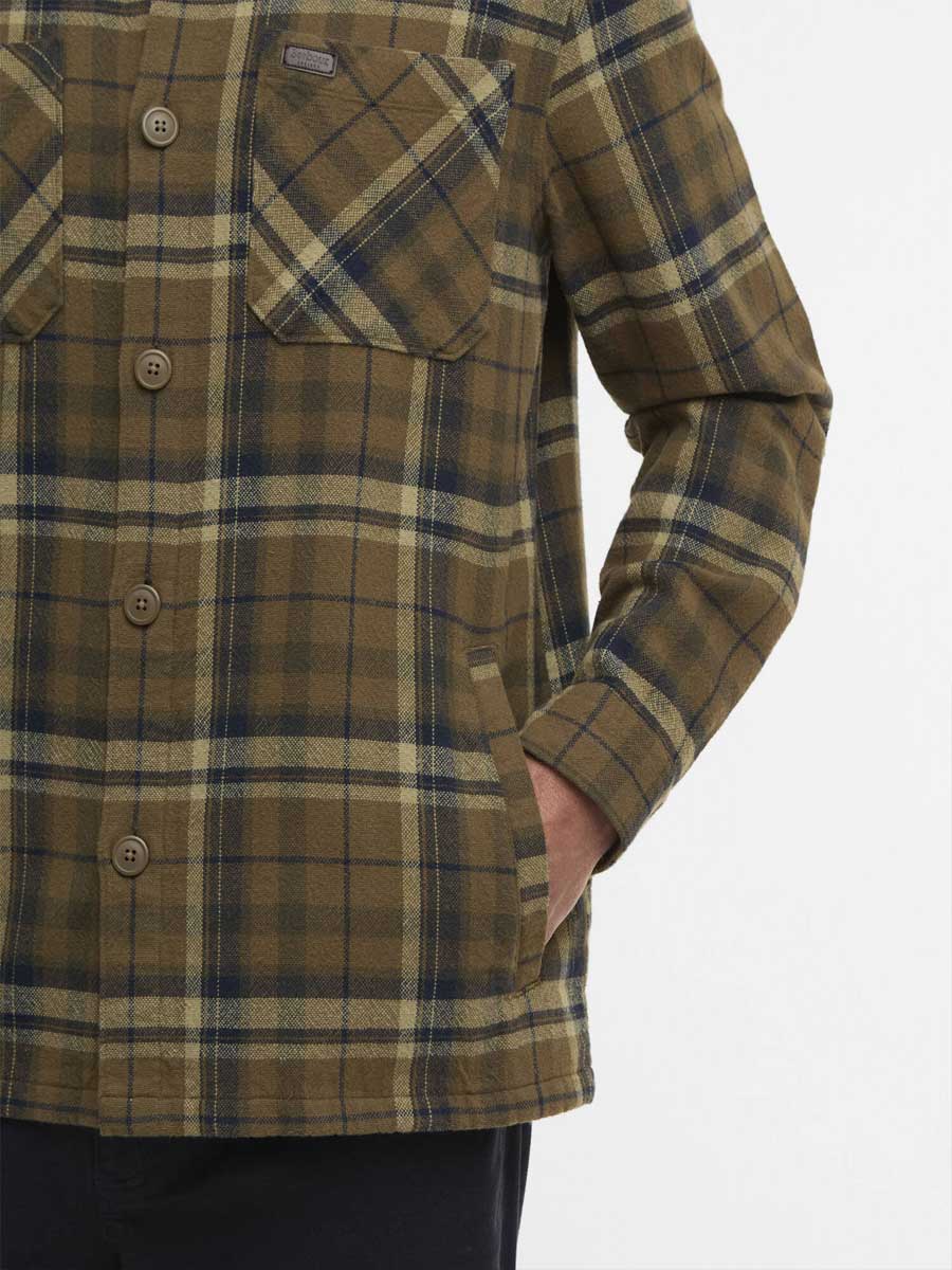 30% OFF BARBOUR Men's Trent Checkered Overshirt - Olive - Image 4