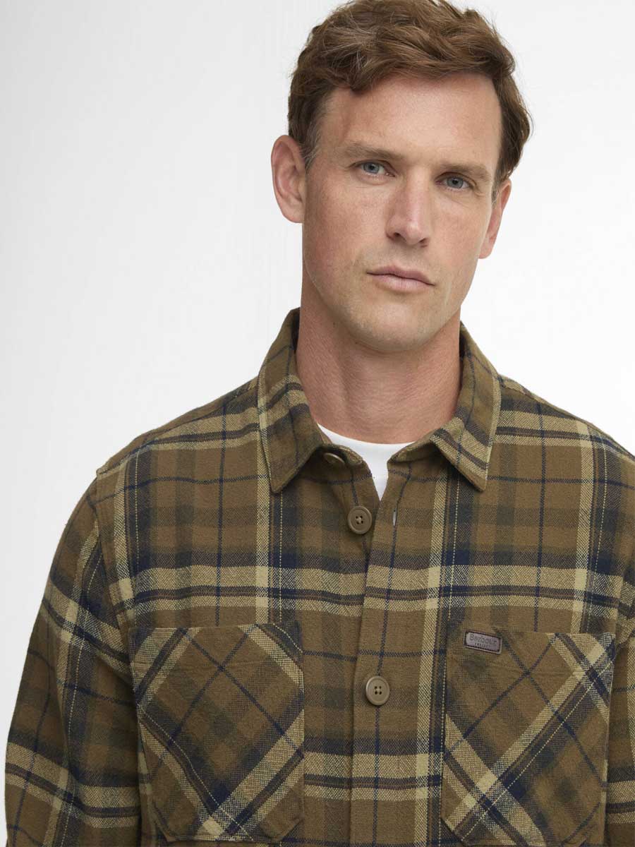30% OFF BARBOUR Men's Trent Checkered Overshirt - Olive - Image 5