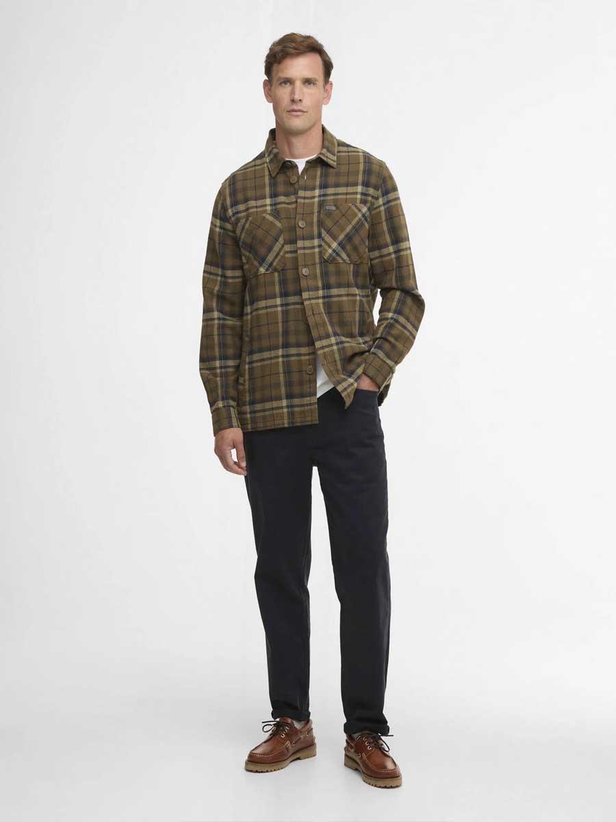 30% OFF BARBOUR Men's Trent Checkered Overshirt - Olive - Image 6