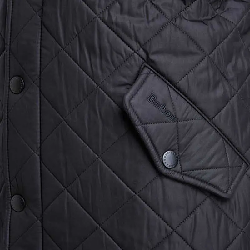 BARBOUR Powell Quilted Jacket with Fleece Lining - Mens - Black - Image 3