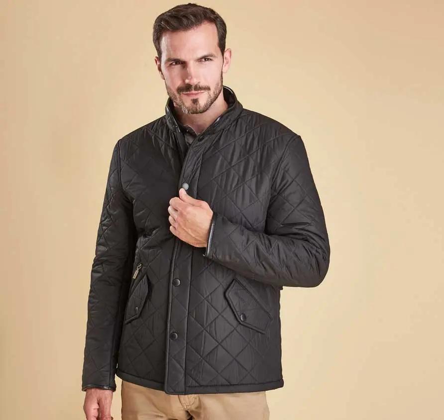 BARBOUR Powell Quilted Jacket with Fleece Lining - Mens - Black - Image 5