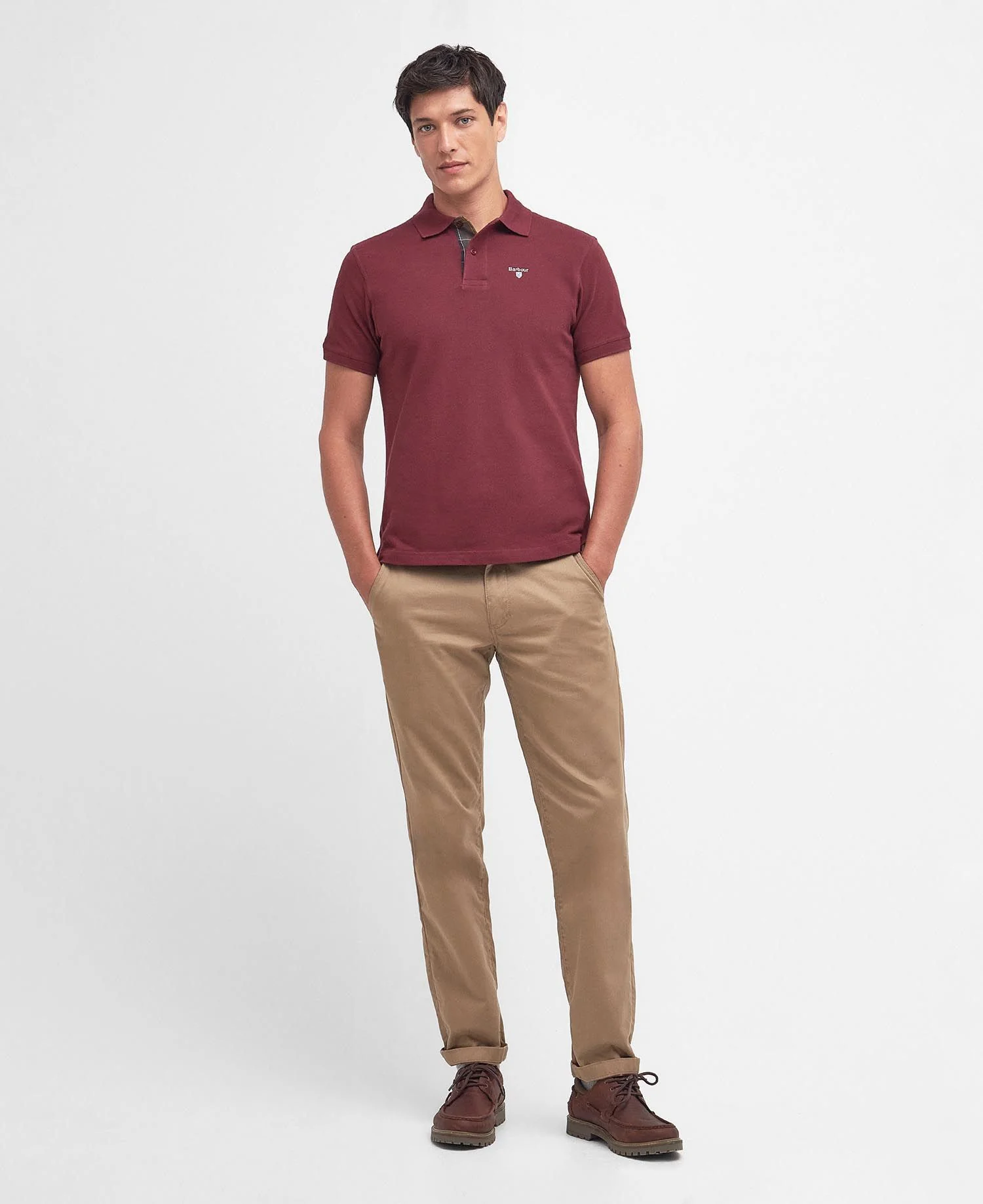 BARBOUR Tartan Pique Polo Shirt - Mens - Ruby - Image 4