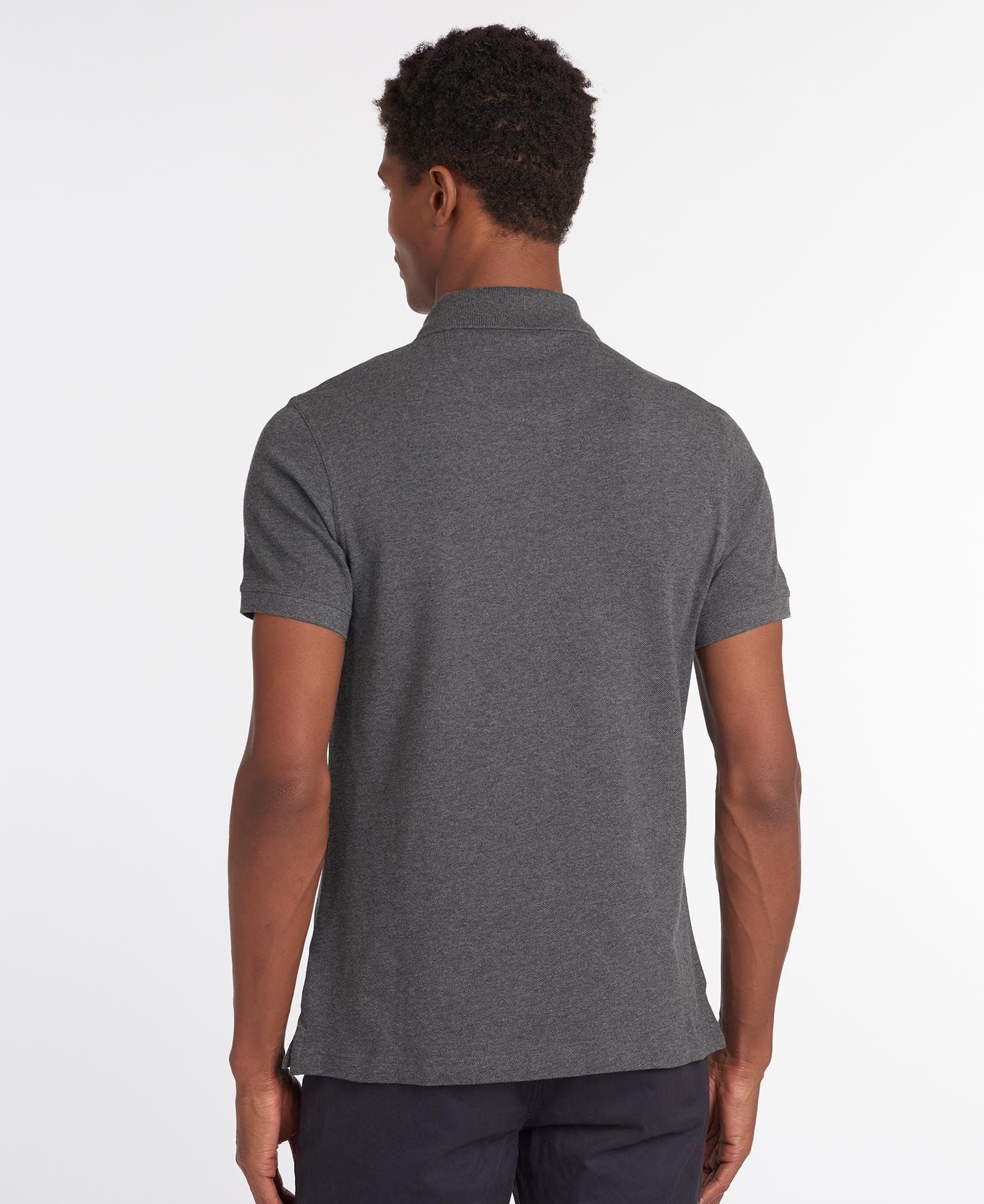 BARBOUR Tartan Pique Polo Shirt - Men's - Slate Marl - Image 3