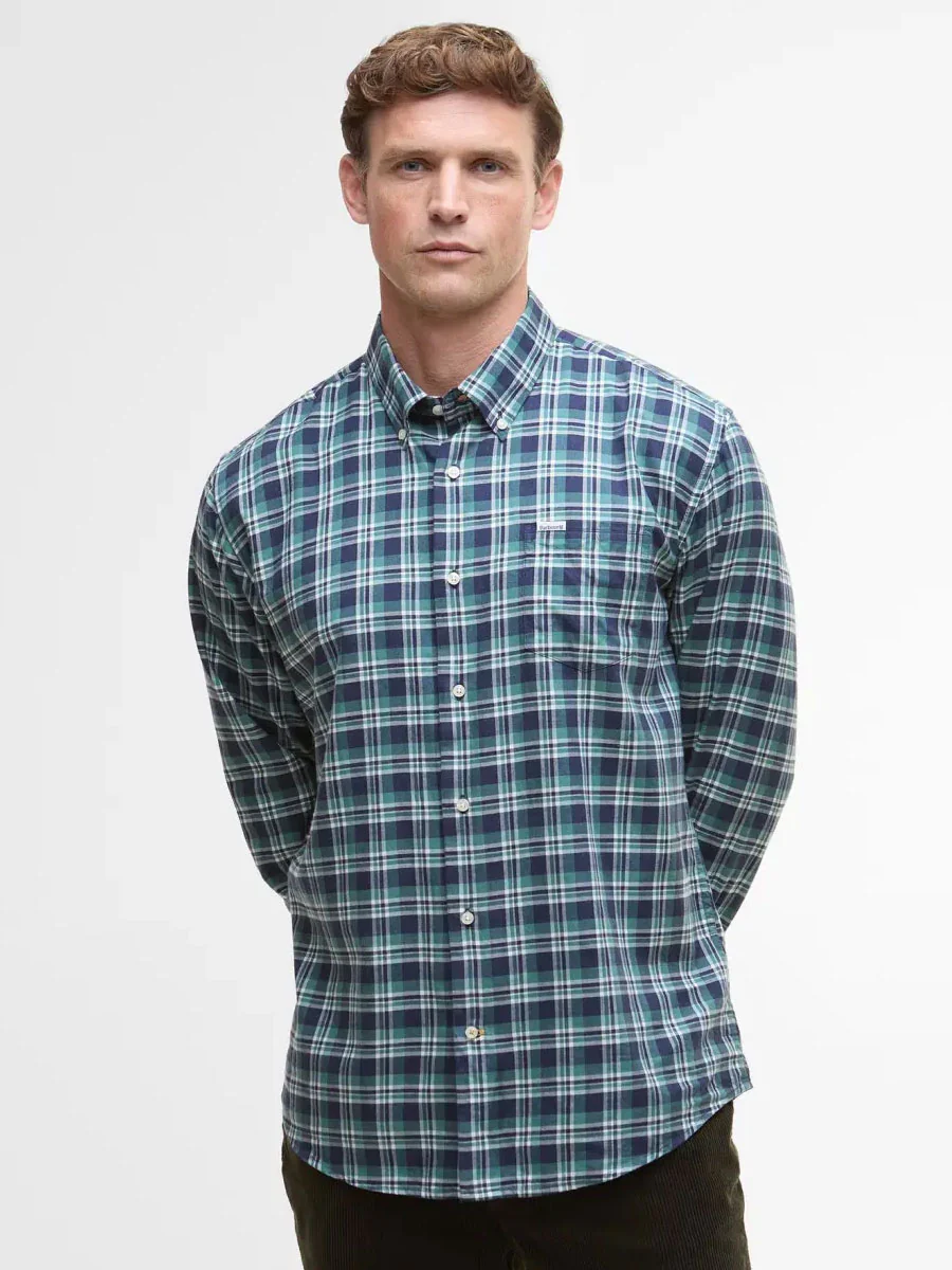 40% OFF BARBOUR Turville Regular Long-Sleeved Checked Shirt - Mens - Mallard Green - Size: MEDIUM - Image 2