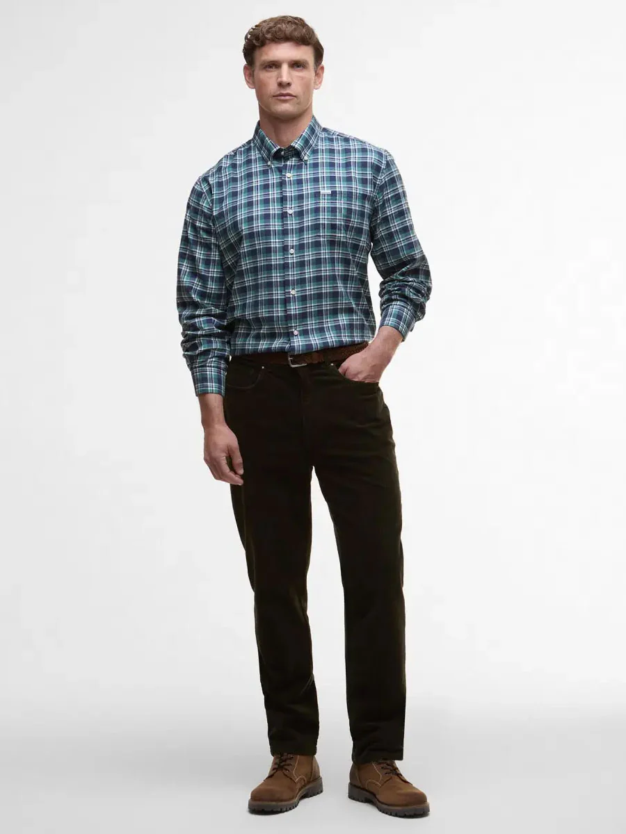 40% OFF BARBOUR Turville Regular Long-Sleeved Checked Shirt - Mens - Mallard Green - Size: MEDIUM - Image 3