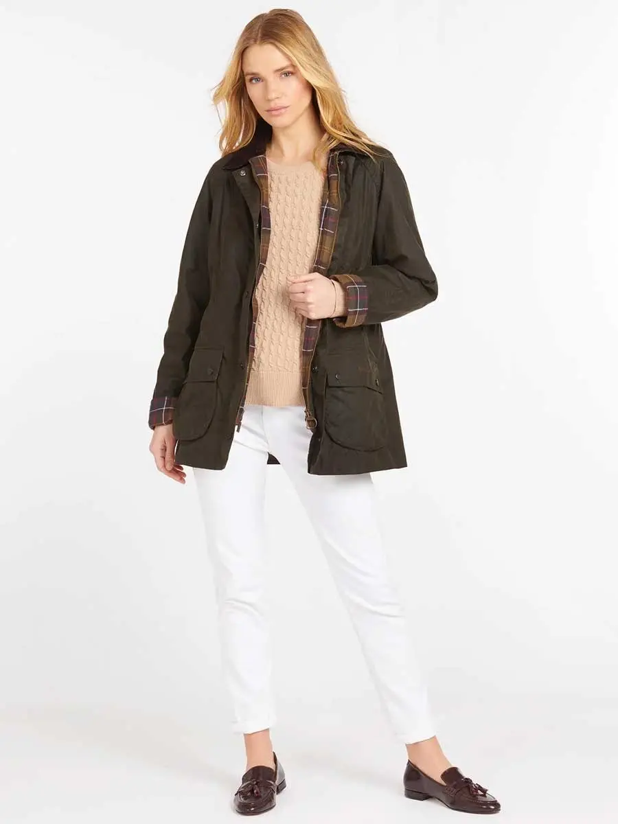 BARBOUR Classic Beadnell Wax Jacket - Womens - Olive - Image 3
