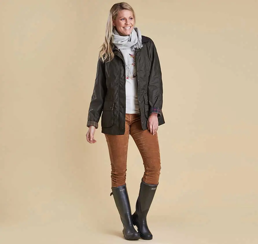 BARBOUR Classic Beadnell Wax Jacket - Womens - Olive - Image 5