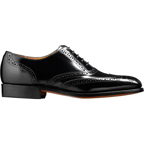 BARKER Albert Shoes - Mens Brogue Oxford  - Black Hi-Shine - Image 3