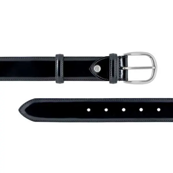 BARKER Belt - Mens Leather Plain - Black Patent - Image 2