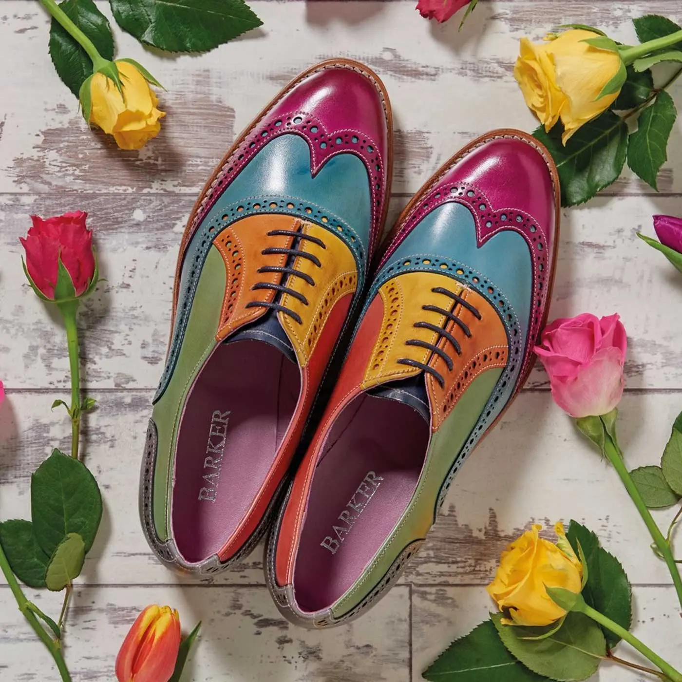 BARKER Fearne Shoes - Ladies Brogues - Multi Coloured Hand-Painted - Image 2