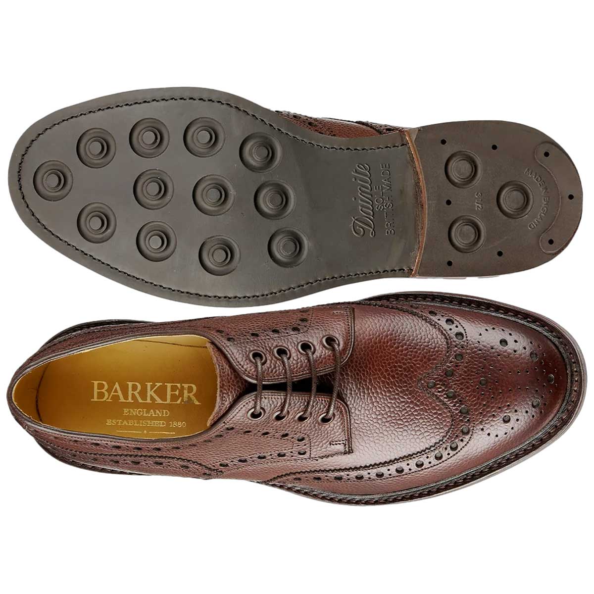 BARKER Kendall Shoes - Mens Brogues - Chocolate Grain - Image 4