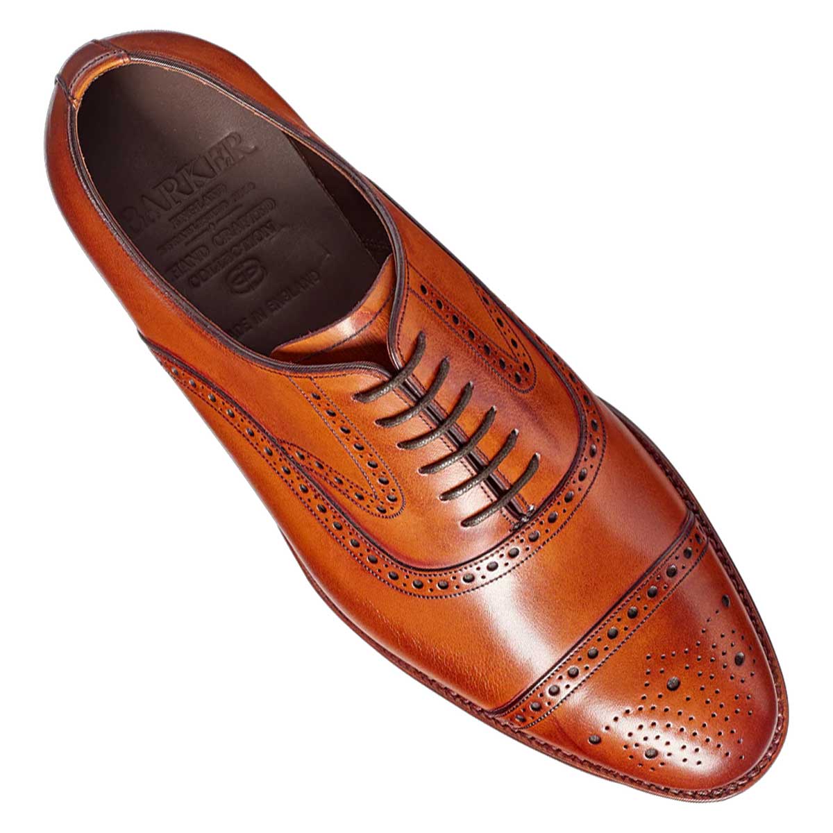 BARKER Lerwick Shoes - Mens Oxford Brogues - Antique Rosewood Calf - Image 4