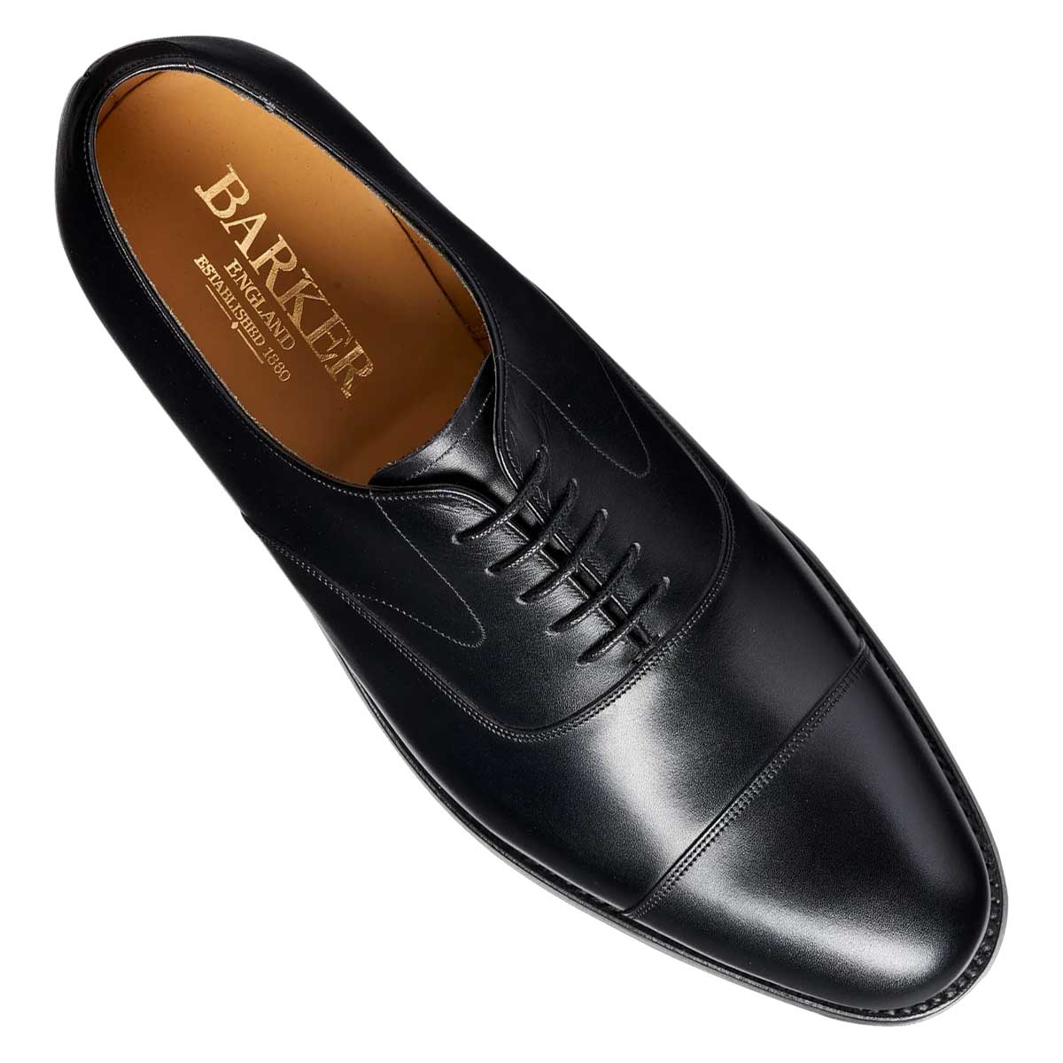 BARKER Malvern Shoes - Mens Toe Cap Oxford - Black Calf - Image 2