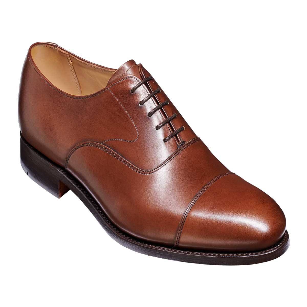 BARKER Malvern Shoes - Mens Toe Cap Oxford - Dark Walnut Calf