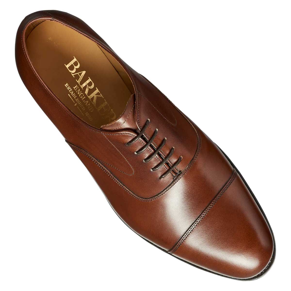 BARKER Malvern Shoes - Mens Toe Cap Oxford - Dark Walnut Calf - Image 2