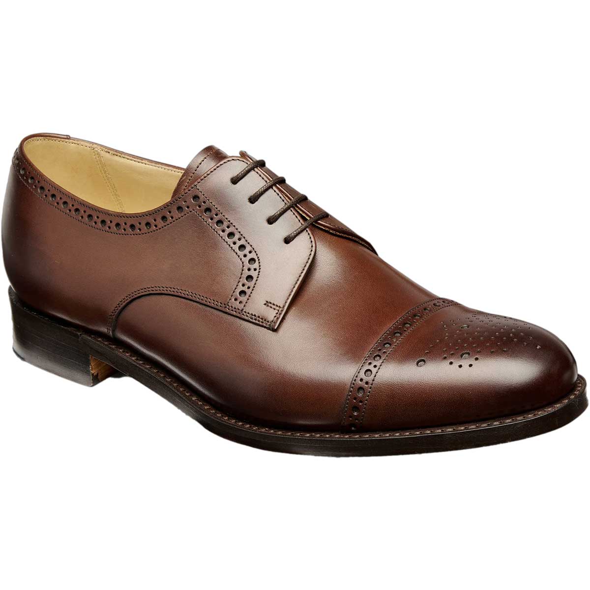 BARKER Mowbray Shoes – Mens Semi-Brogue Oxford – Ebony Calf