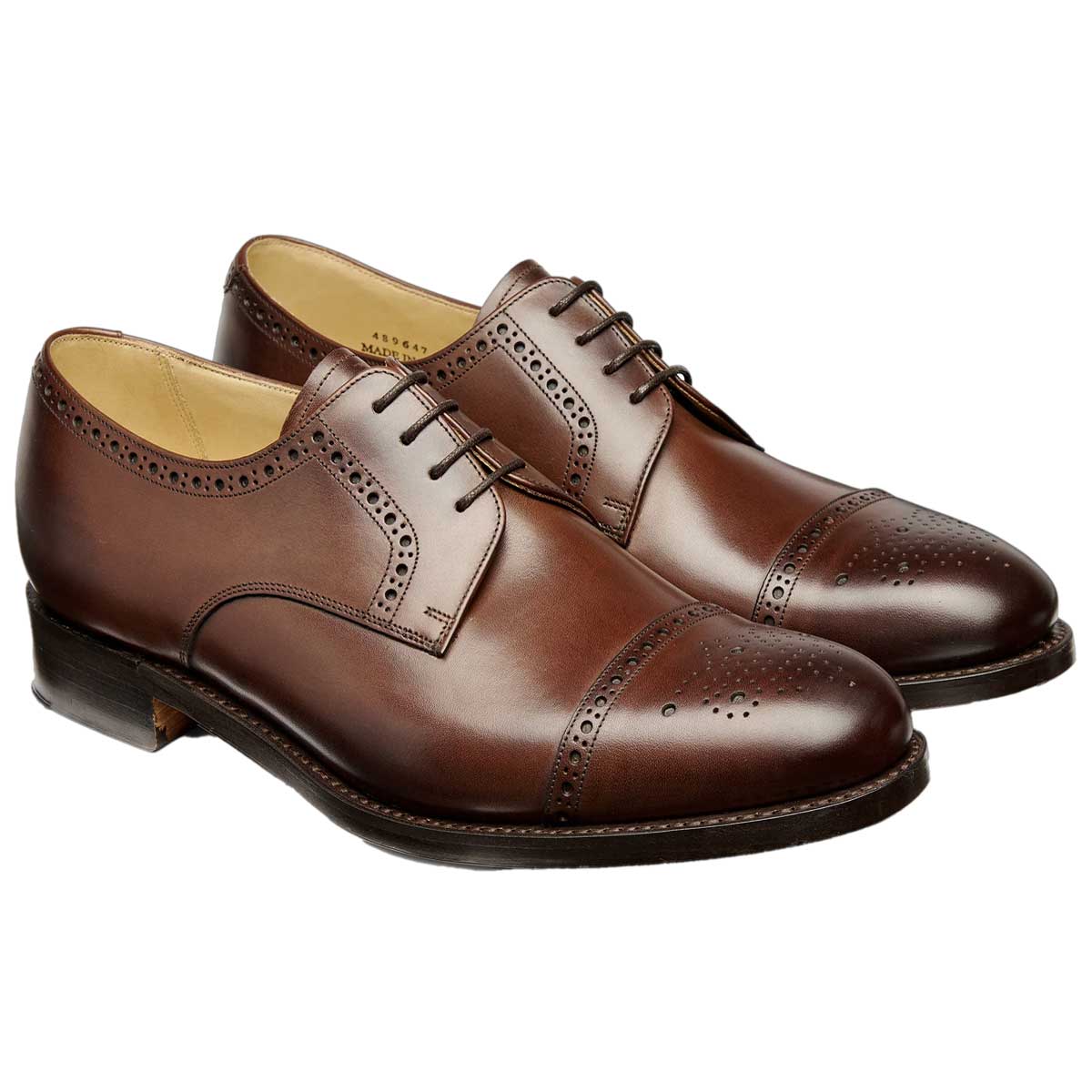 BARKER Mowbray Shoes – Mens Semi-Brogue Oxford – Ebony Calf - Image 2