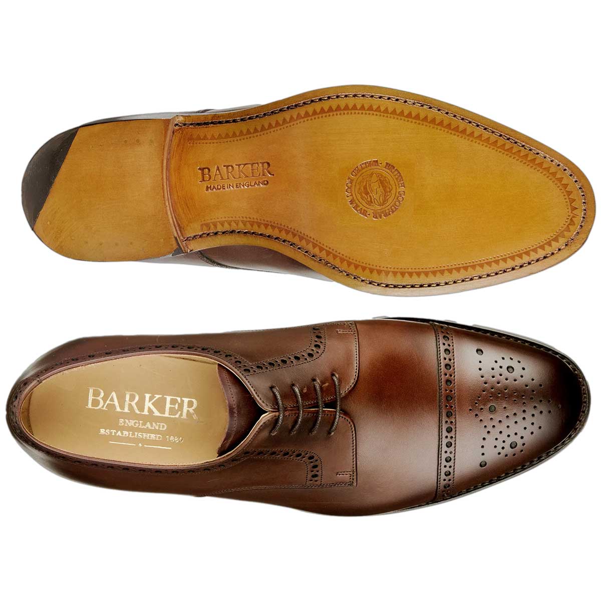 BARKER Mowbray Shoes – Mens Semi-Brogue Oxford – Ebony Calf - Image 4