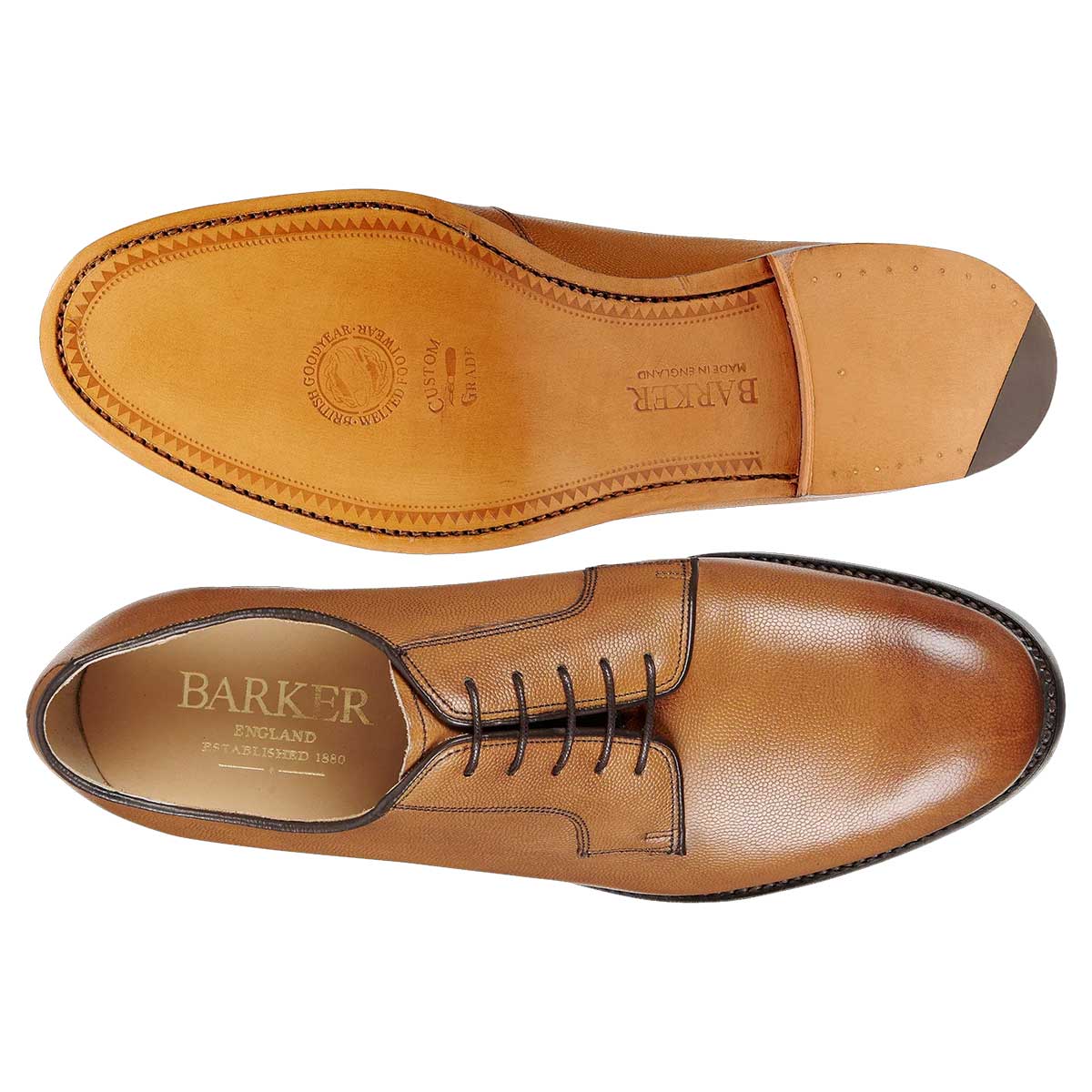 BARKER Nairn Shoes – Mens Country Derby Dainite Sole – Tan Fine Grain - Image 4