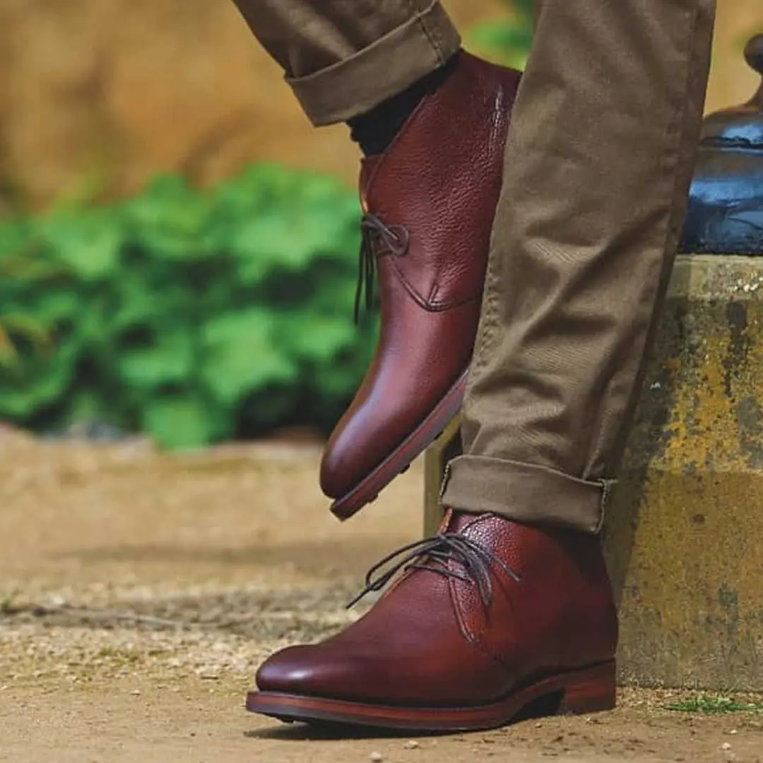 BARKER Orkney Boots - Mens Chukka Boots Dainite Sole - Cherry Grain - Image 2