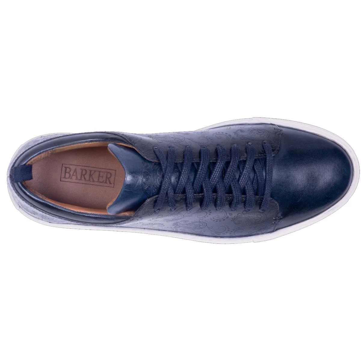 BARKER Paisley Sneakers - Mens - Navy Hand Painted - Image 2