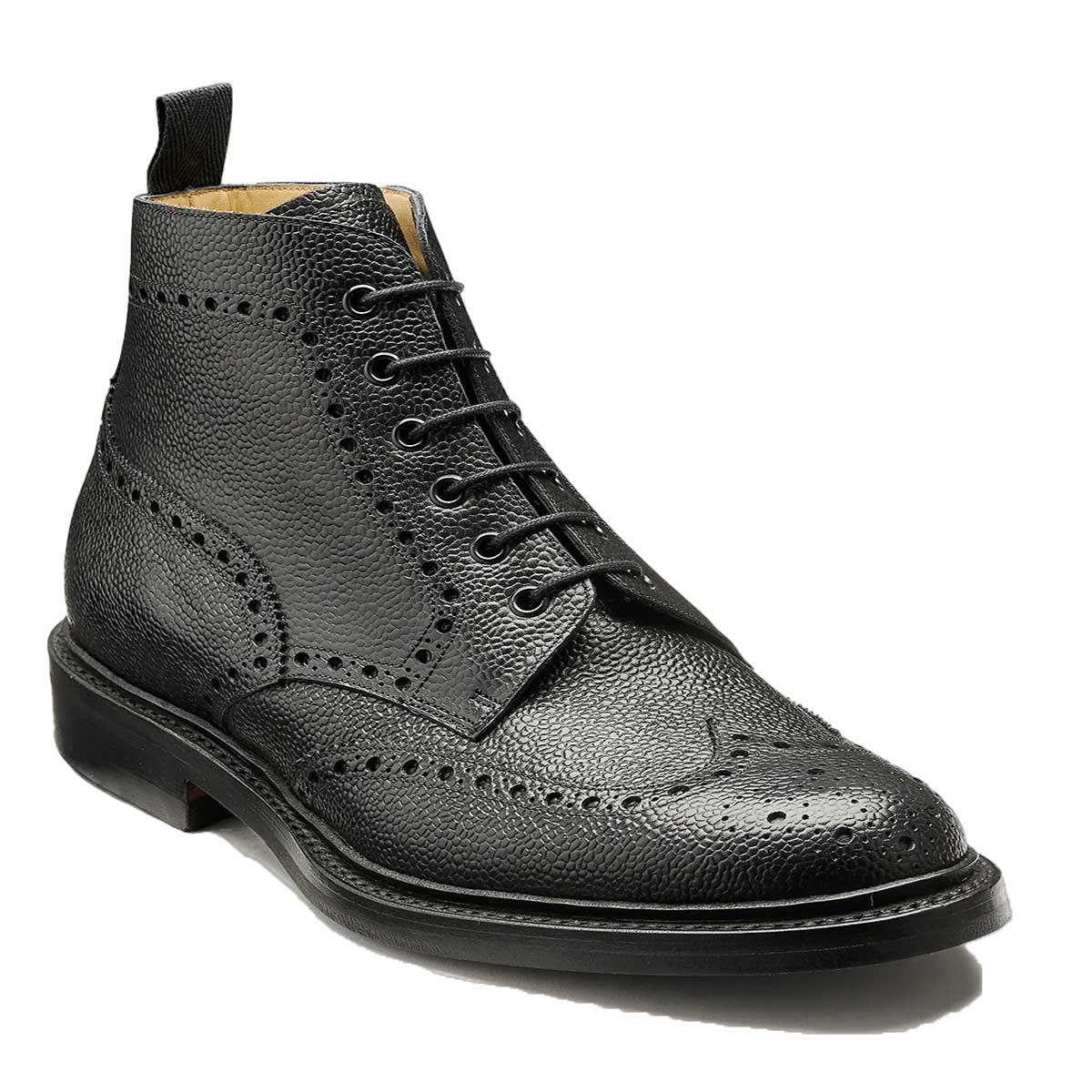 BARKER Pennine Boots - Mens Derby Brogue - Black Grain