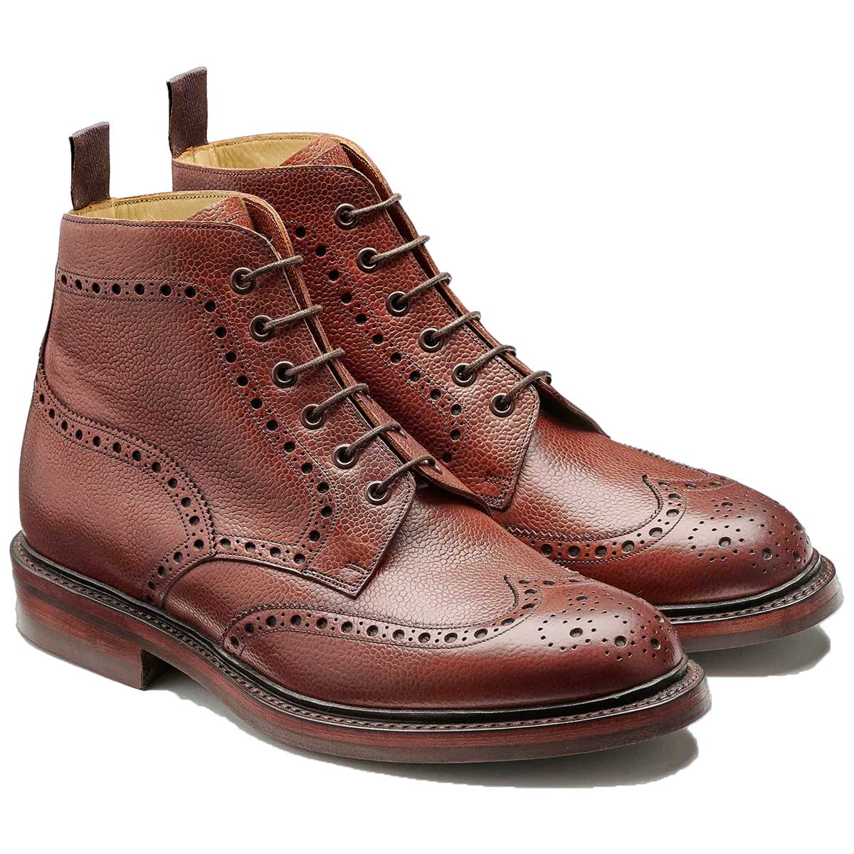 BARKER Pennine Boots - Mens Derby Brogue - Cherry Grain