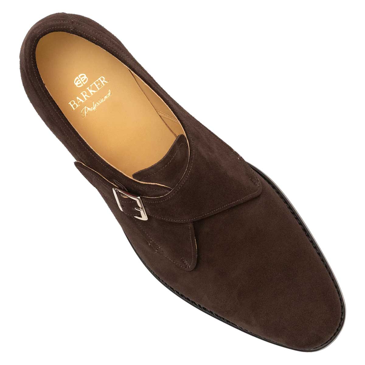 BARKER Shoes Brayton - Leather Monk Strap - Dark Brown Suede - Image 3
