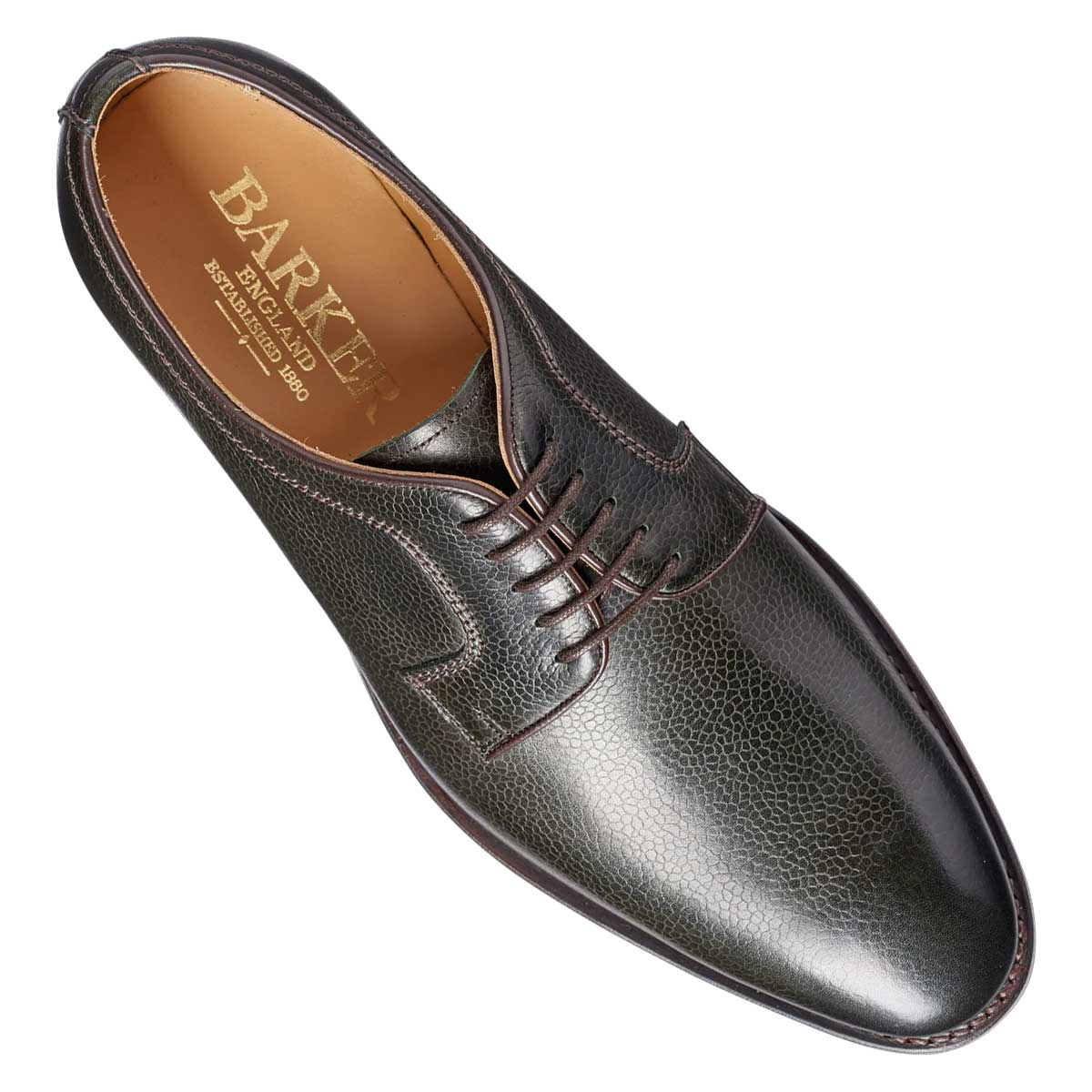 BARKER Skye Shoes - Mens Derby Dainite Sole - Olive Green Grain - Image 5
