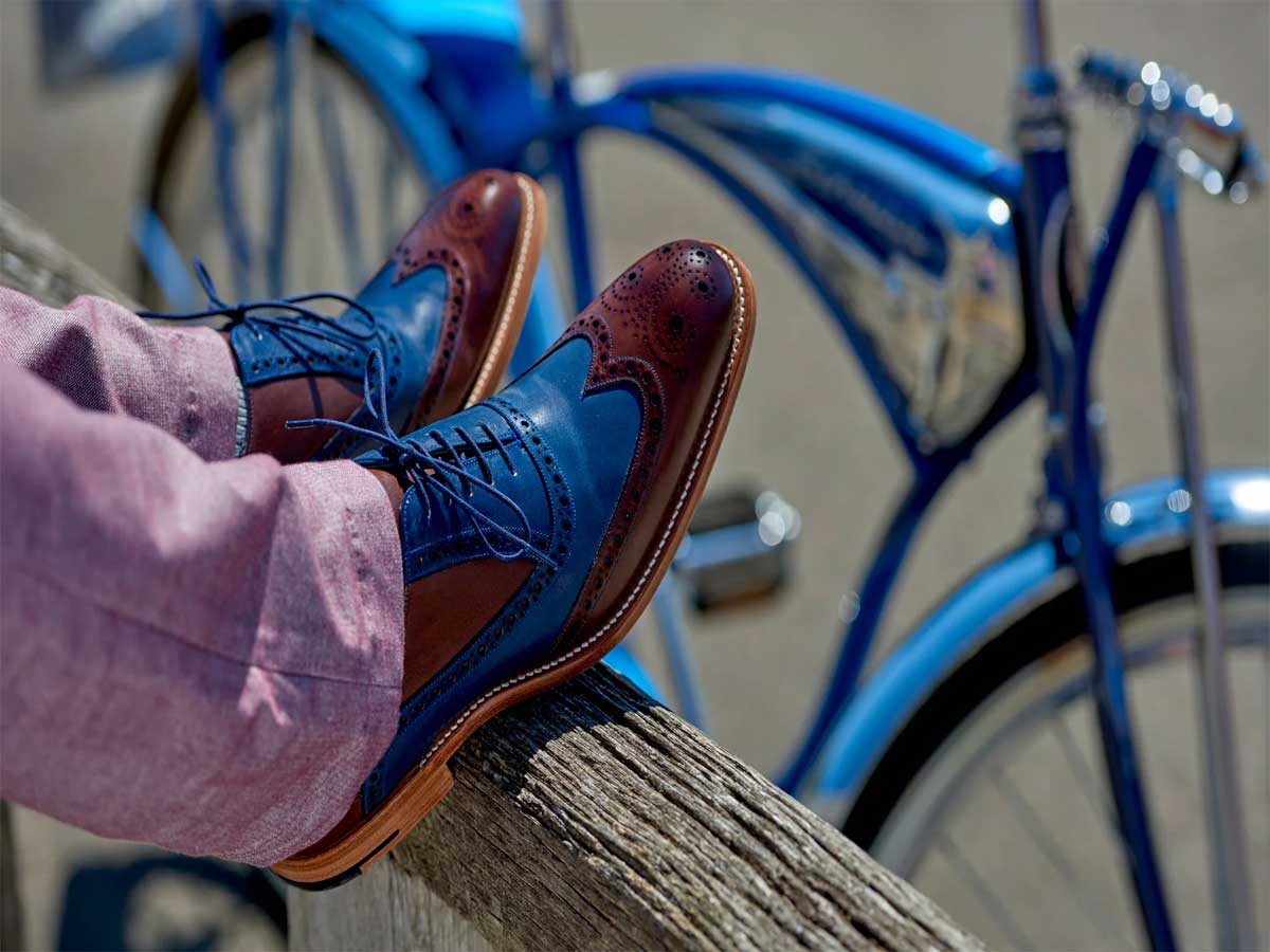 BARKER Valiant Shoes - Mens Brogue - Ebony / Navy Hand Painted - Image 2