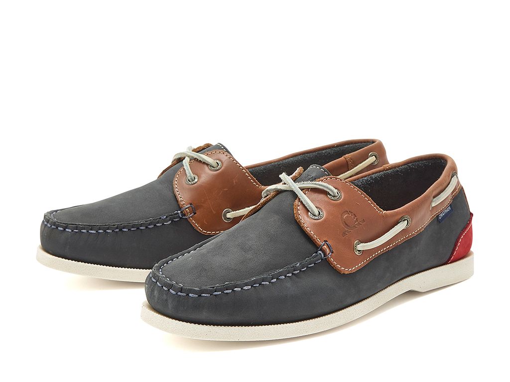 CHATHAM Galley II Leather Boat Shoes - Men's - Navy / Tan - Image 2