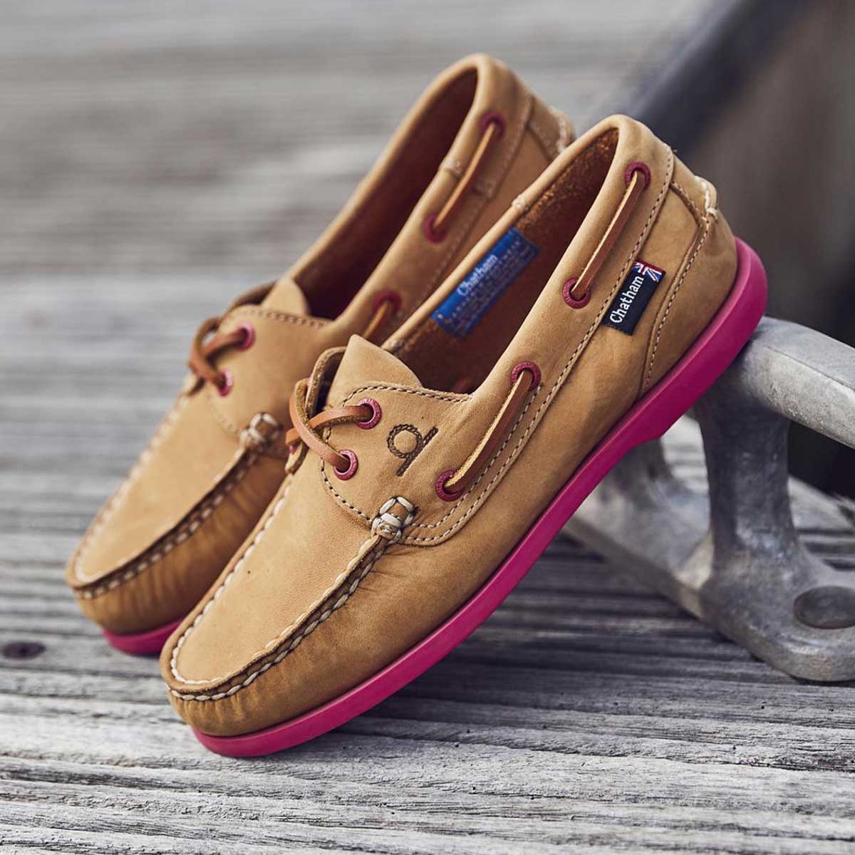 CHATHAM Pippa II G2 Leather Boat Shoes - Women's - Tan/Pink - Image 2