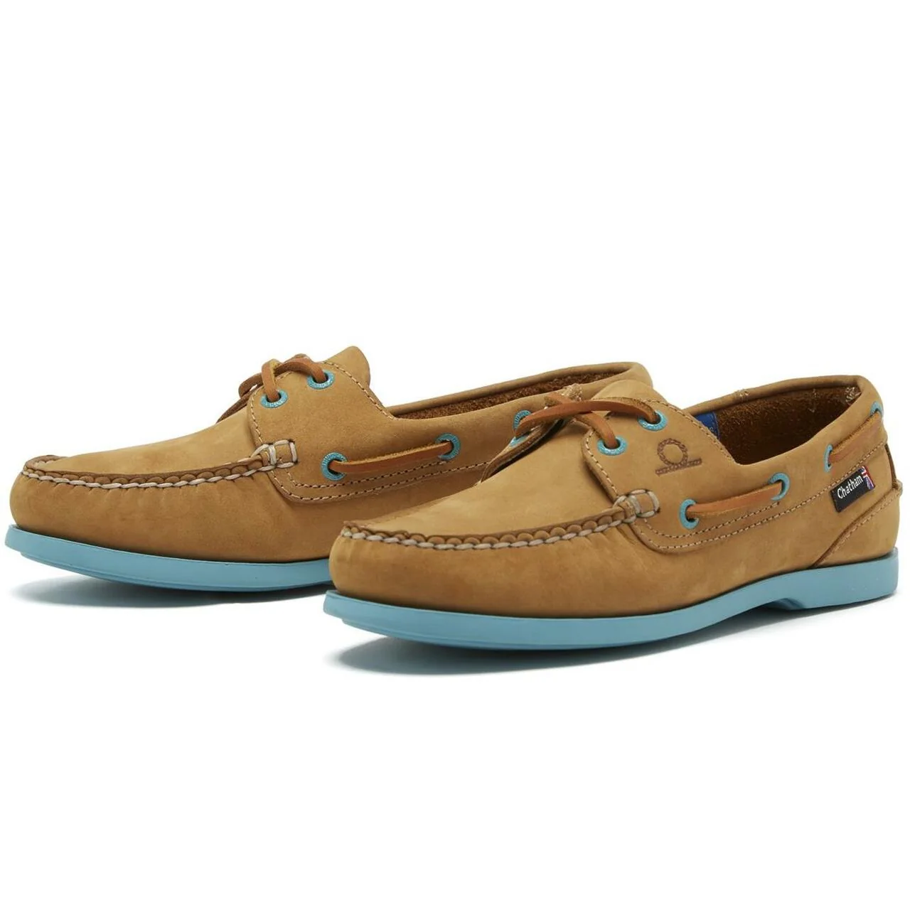 CHATHAM Pippa II G2 Leather Boat Shoes - Women's - Tan/Turquoise - Image 3