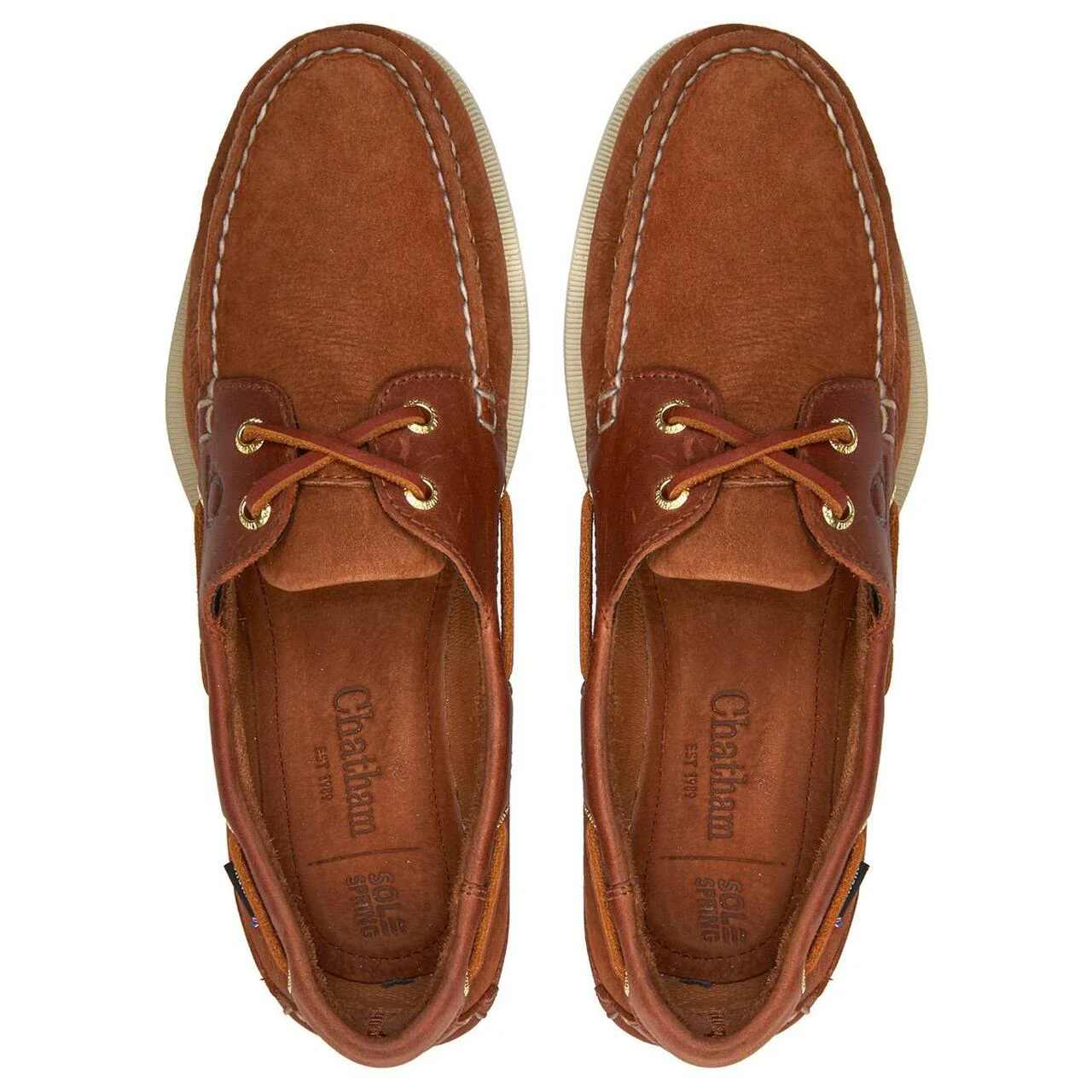 CHATHAM Mens Bermuda II G2 Leather Boat Shoes - Walnut/Seahorse - Image 4