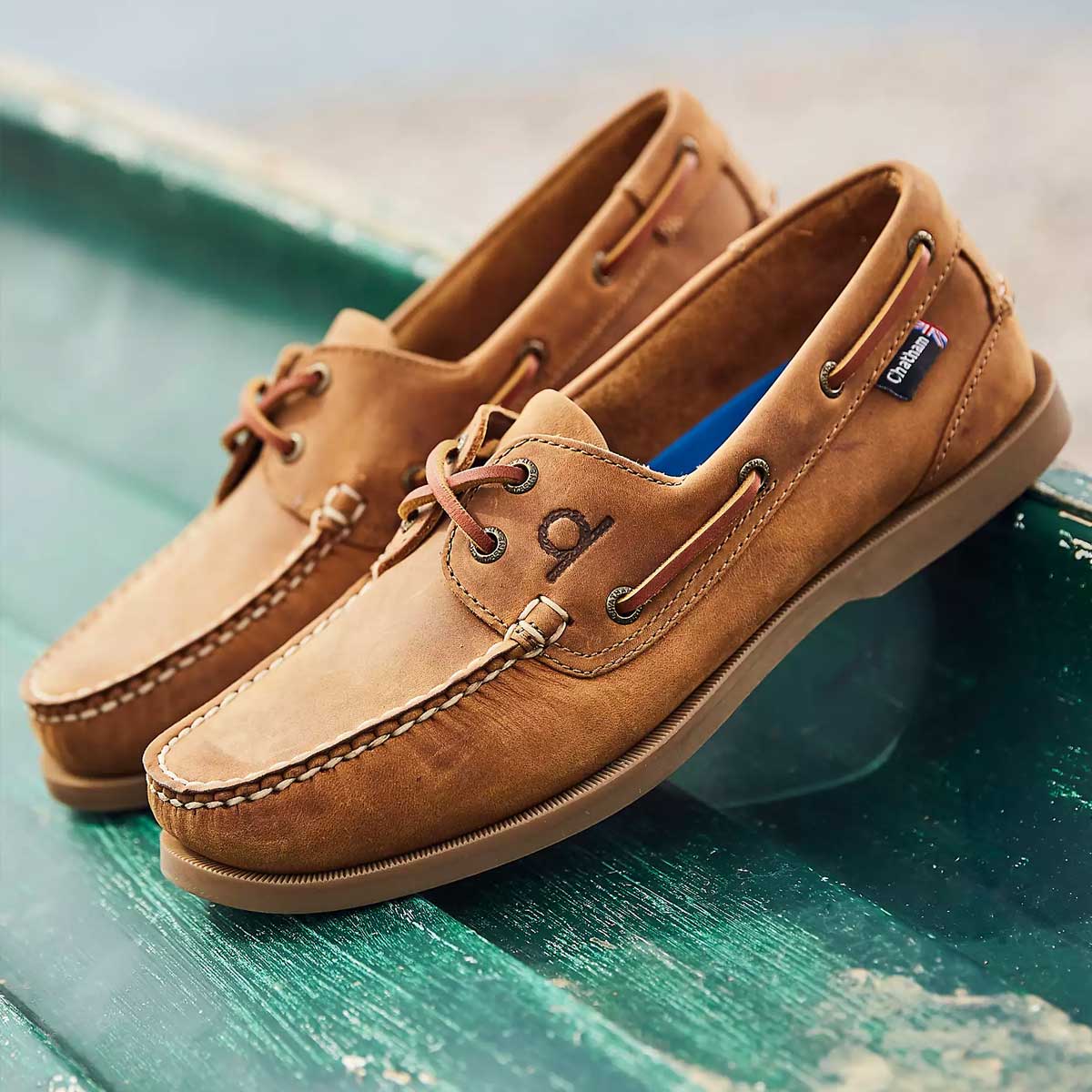 CHATHAM Mens Deck II G2 Leather Boat Shoes - Walnut - Image 2