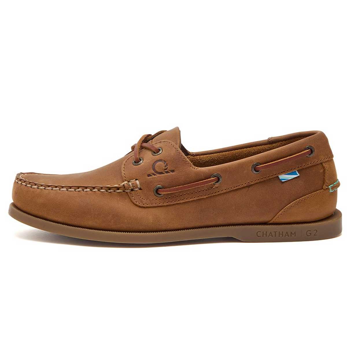 CHATHAM Mens Deck II G2 Leather Boat Shoes - Walnut - Image 5