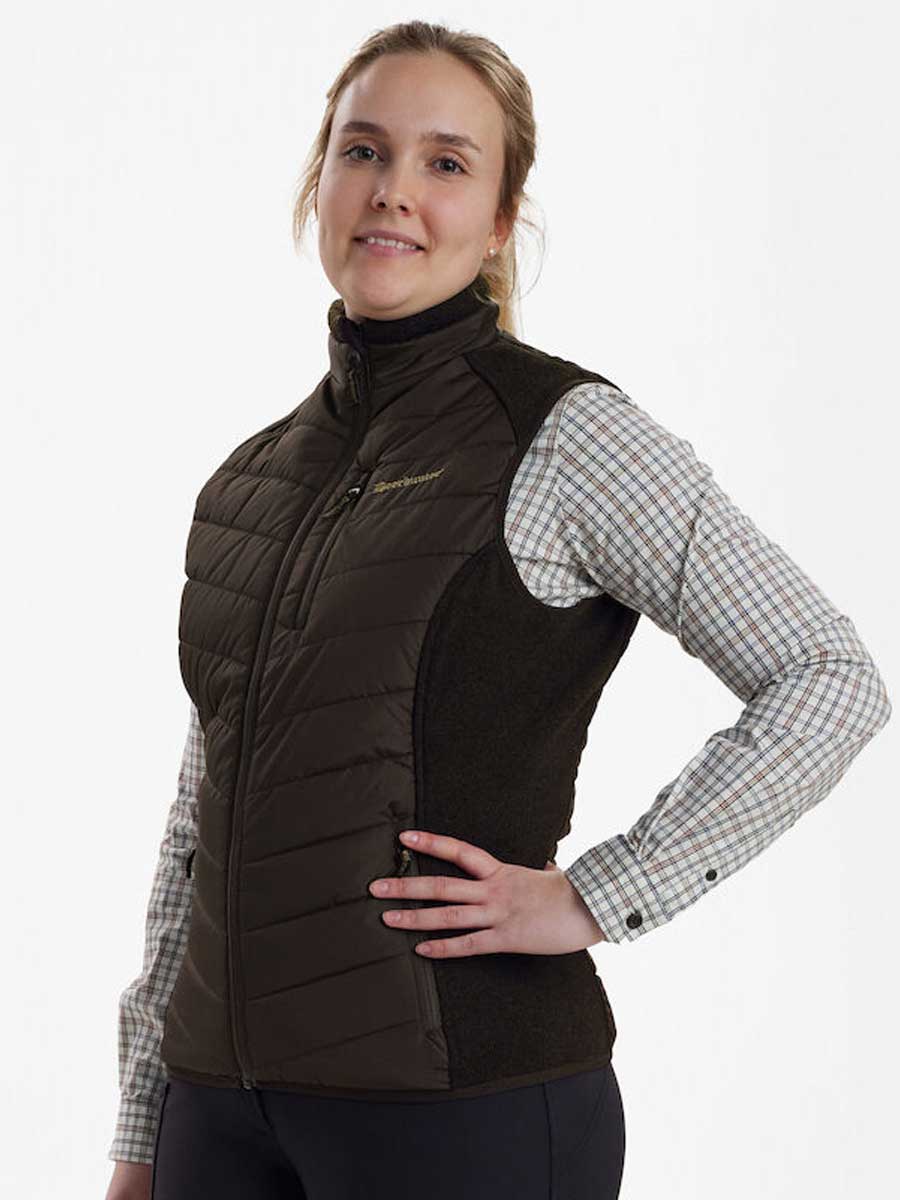 DEERHUNTER Lady Caroline Padded Waistcoat with Knit - Brown Leaf