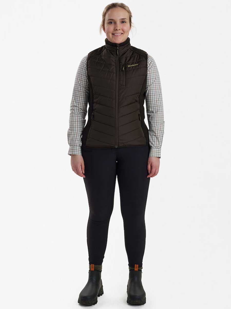 DEERHUNTER Lady Caroline Padded Waistcoat with Knit - Brown Leaf - Image 3