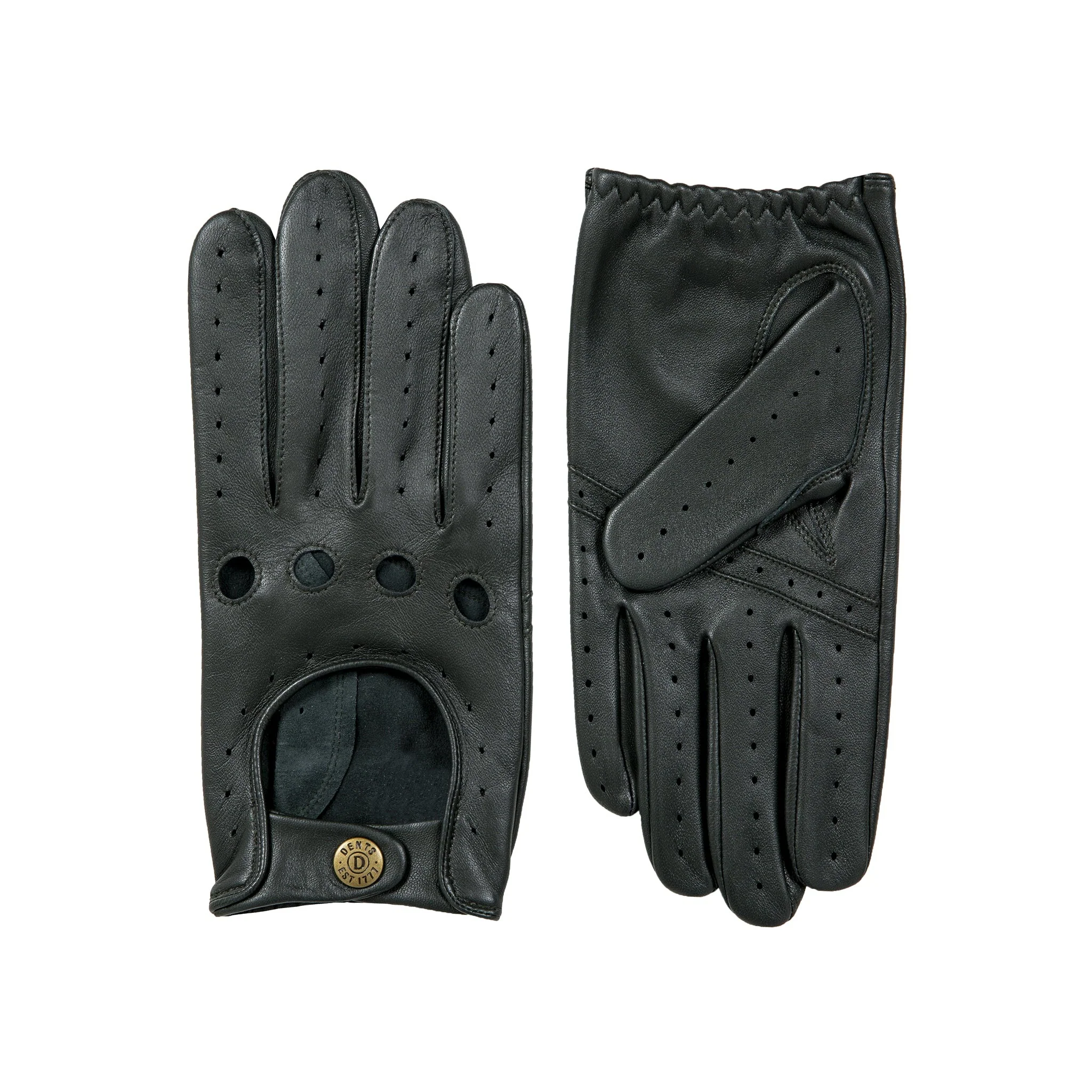 DENTS Delta Men's Classic Leather Driving Gloves - British Racing Green - Image 3