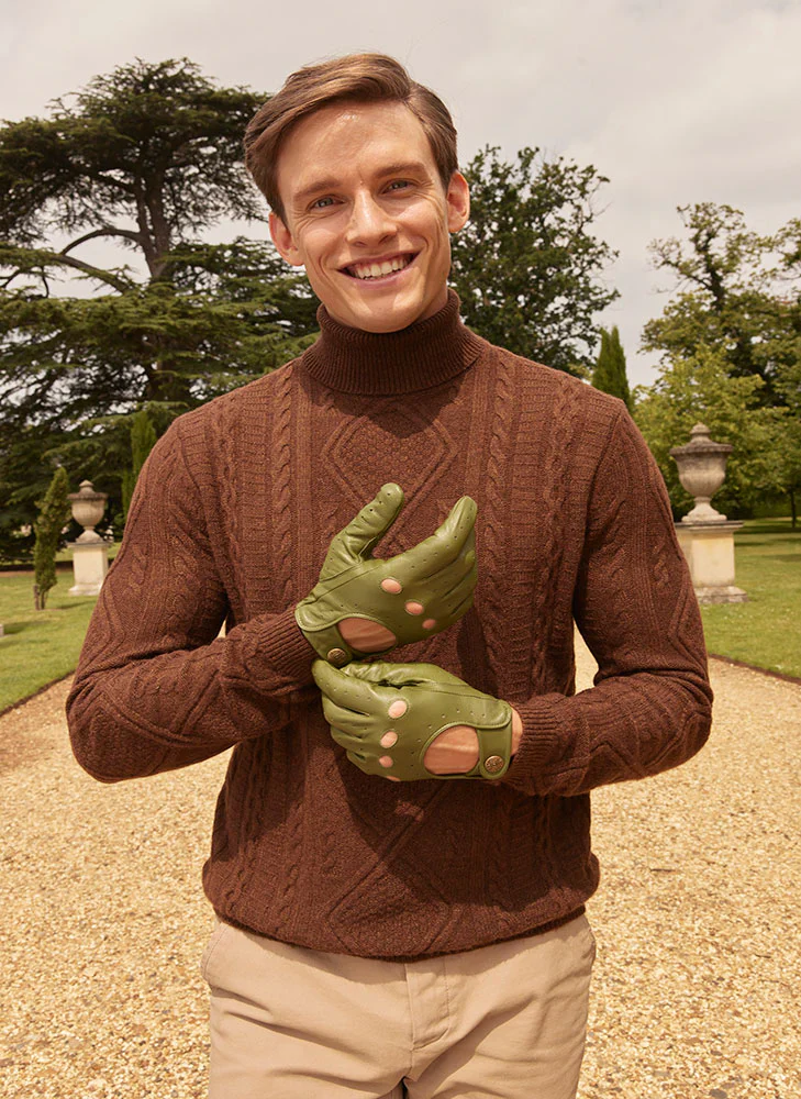DENTS Delta Men's Classic Leather Driving Gloves - Lincoln Green - Image 2