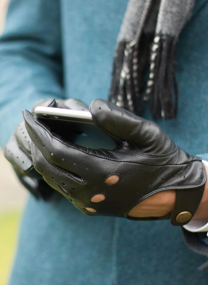 DENTS Silverstone Touchscreen Leather Driving Gloves - Mens Unlined - Black - Image 2