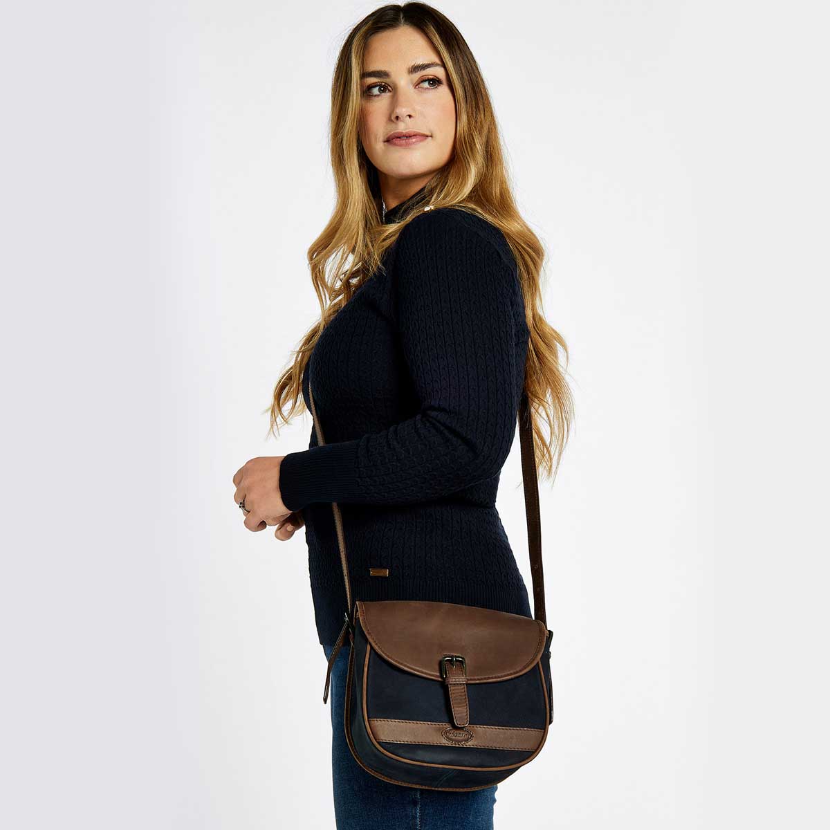 DUBARRY Clara Leather Handbag - Womens - Navy & Brown - Image 3