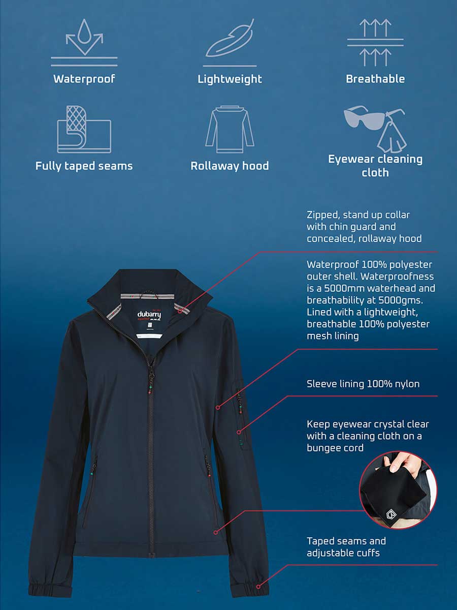 DUBARRY Corfu Womens Lightweight Crew Jacket - Navy - Image 8